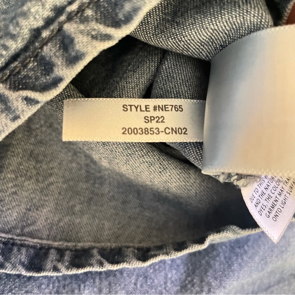 Madewell Ruffle-Collar Faux-Wrap Dress Tencel Denim Edition XXS NWT - Picture 14 of 14